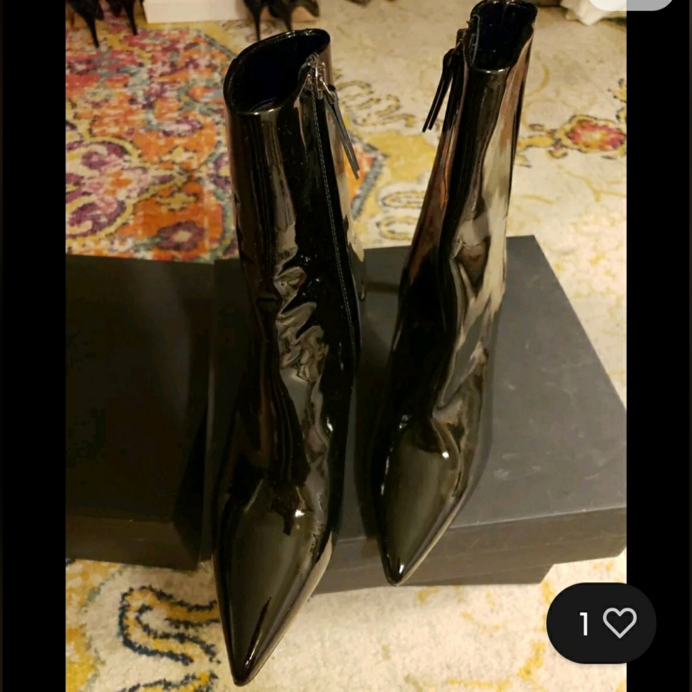 THEORY BLACK PATENT LEATHER BOOTIE NIB SIZE 10 MADE IN ITALY VERY RIGHT …